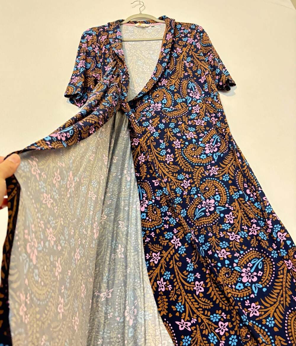 Boden‎ Floral Paisley Jersey Wrap Midi Dress US 10L Boho Resort Cottagecore - Picture 7 of 11